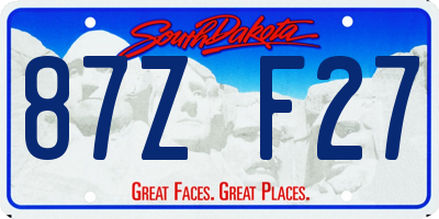SD license plate 87ZF27