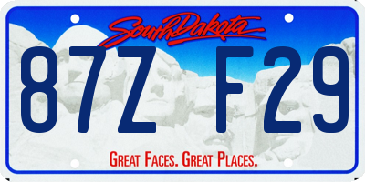 SD license plate 87ZF29
