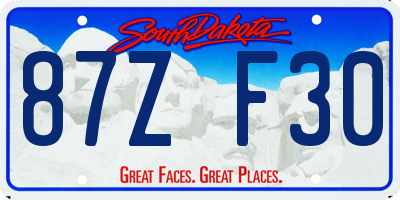 SD license plate 87ZF30