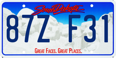 SD license plate 87ZF31