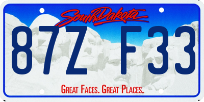 SD license plate 87ZF33