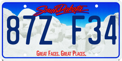 SD license plate 87ZF34