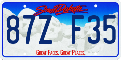 SD license plate 87ZF35