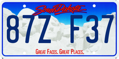 SD license plate 87ZF37