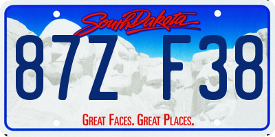SD license plate 87ZF38