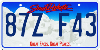 SD license plate 87ZF43