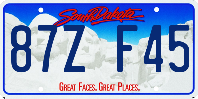 SD license plate 87ZF45