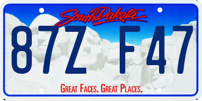 SD license plate 87ZF47
