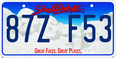 SD license plate 87ZF53