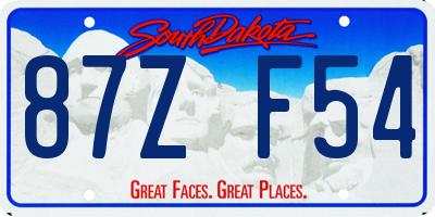 SD license plate 87ZF54