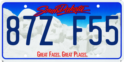 SD license plate 87ZF55