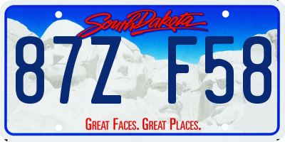 SD license plate 87ZF58
