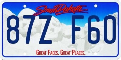 SD license plate 87ZF60