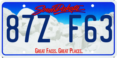 SD license plate 87ZF63