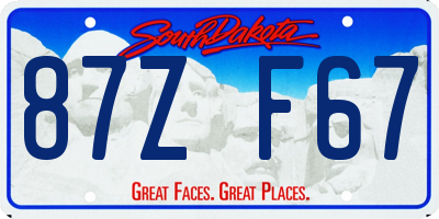 SD license plate 87ZF67