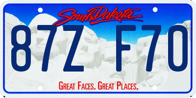SD license plate 87ZF70