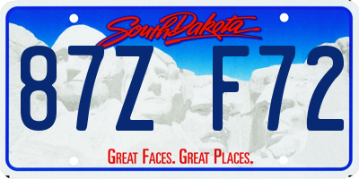 SD license plate 87ZF72