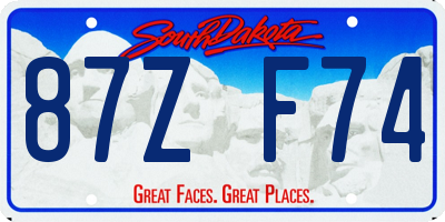 SD license plate 87ZF74