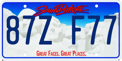 SD license plate 87ZF77