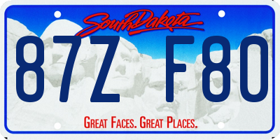 SD license plate 87ZF80