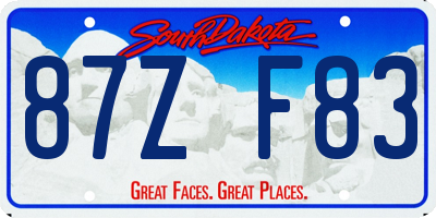 SD license plate 87ZF83