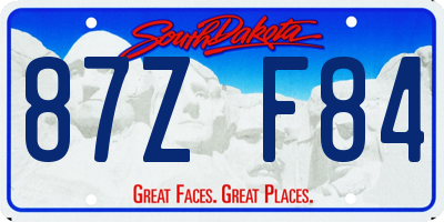 SD license plate 87ZF84
