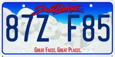 SD license plate 87ZF85