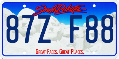 SD license plate 87ZF88