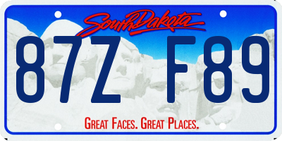 SD license plate 87ZF89