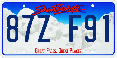 SD license plate 87ZF91