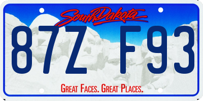SD license plate 87ZF93
