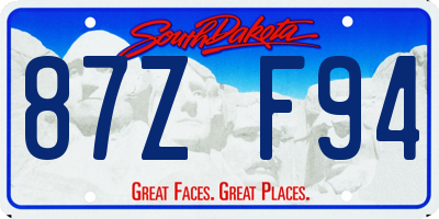 SD license plate 87ZF94