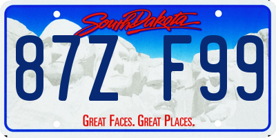 SD license plate 87ZF99