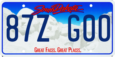 SD license plate 87ZG00