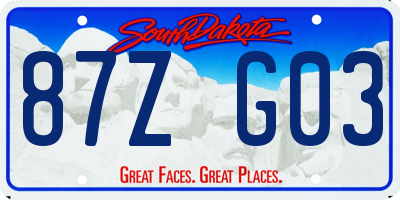 SD license plate 87ZG03