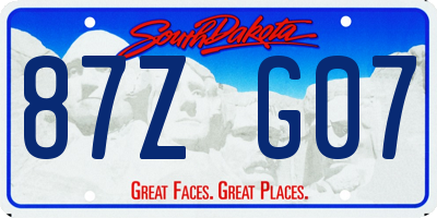SD license plate 87ZG07