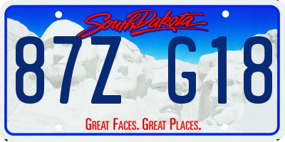 SD license plate 87ZG18