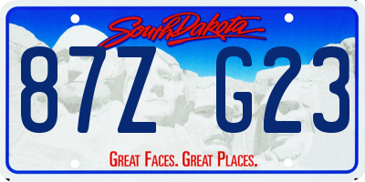 SD license plate 87ZG23