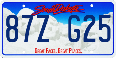 SD license plate 87ZG25