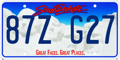 SD license plate 87ZG27