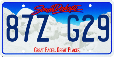 SD license plate 87ZG29