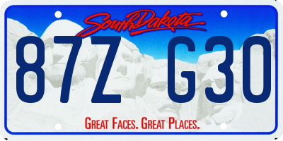SD license plate 87ZG30