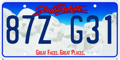 SD license plate 87ZG31