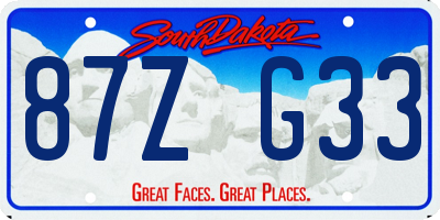 SD license plate 87ZG33