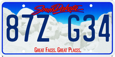 SD license plate 87ZG34