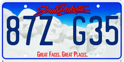 SD license plate 87ZG35