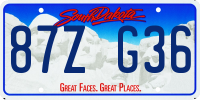 SD license plate 87ZG36