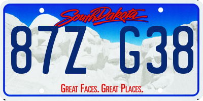SD license plate 87ZG38
