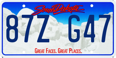 SD license plate 87ZG47