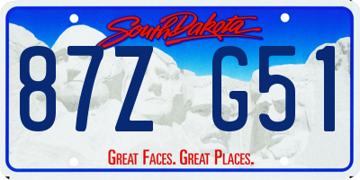 SD license plate 87ZG51